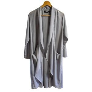 SYMPLI Sage Gray Whisper Coat in Georgette Fabric SZ 12
